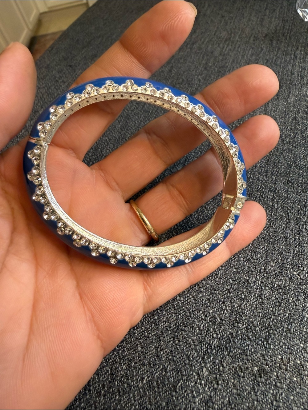 Blue Crystal-Trim Bangle Bracelet - Women Jewelry